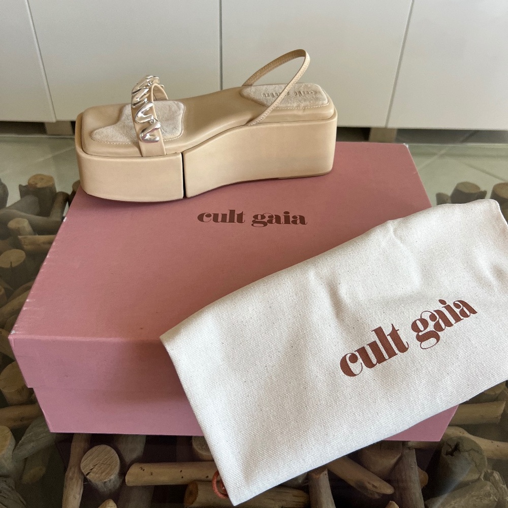CULT GAIA ONYX PLATFORM Natural Leather Sandals